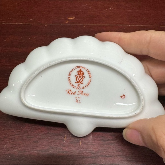 Royal Crown Derby English Bone China Red Aves Trinket Dish - Picture 8 of 13